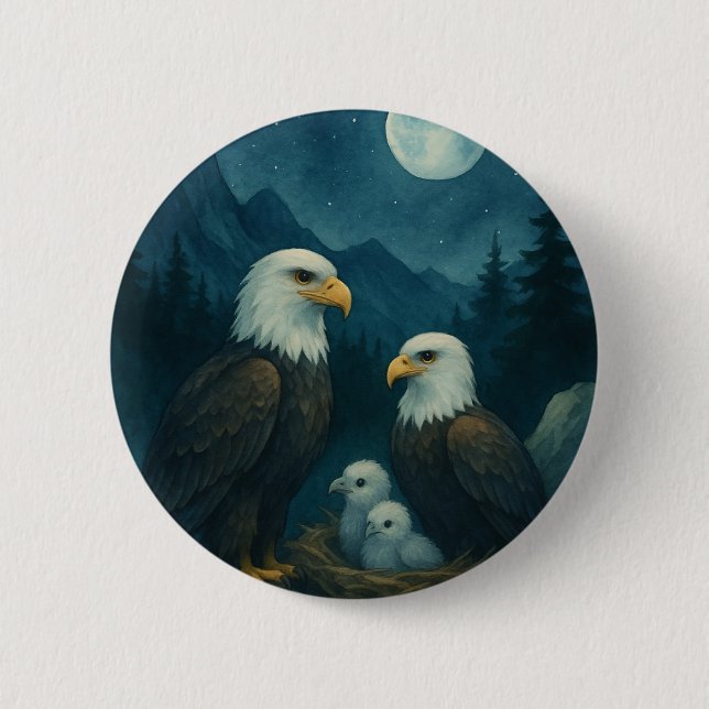 Bóton Redondo 5.08cm Night Watch - Família Eagle sob as estrelas (Frente)