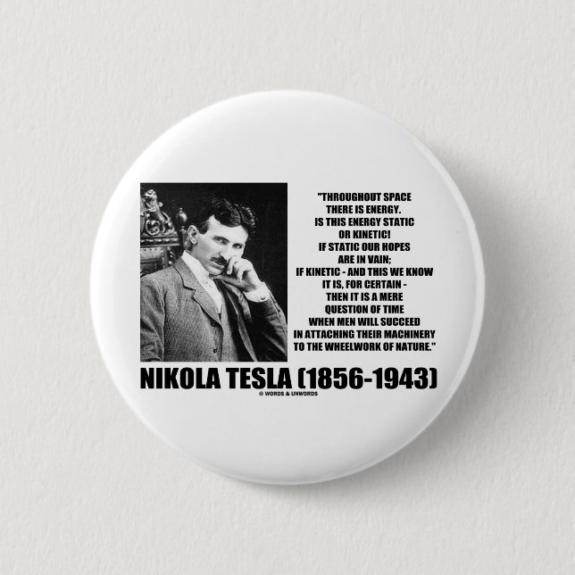 Bóton Redondo 5.08cm Nikola Tesla Wheelwork da energia cinética da (Frente)