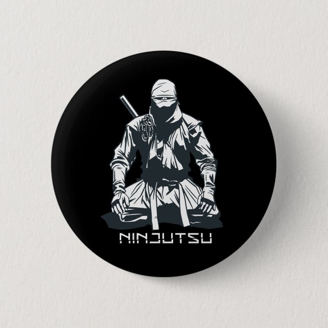 Bóton Redondo 5.08cm Ninja Japonês Ninjutsu Assassin Design (Frente)