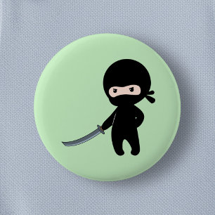 Bóton Redondo 5.08cm Ninja Tiny Angry em Verde
