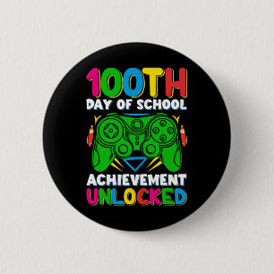 Bóton Redondo 5.08cm Nível 100 Dia De Escola Desbloqueado Gamer 100 Dia