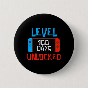 Bóton Redondo 5.08cm Nível 100 Dias Escola Desbloqueou Gamer Boys Engra
