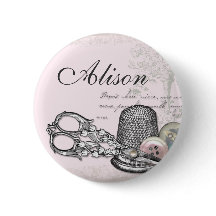 Noções Sewing no crachá conhecido cor-de-rosa