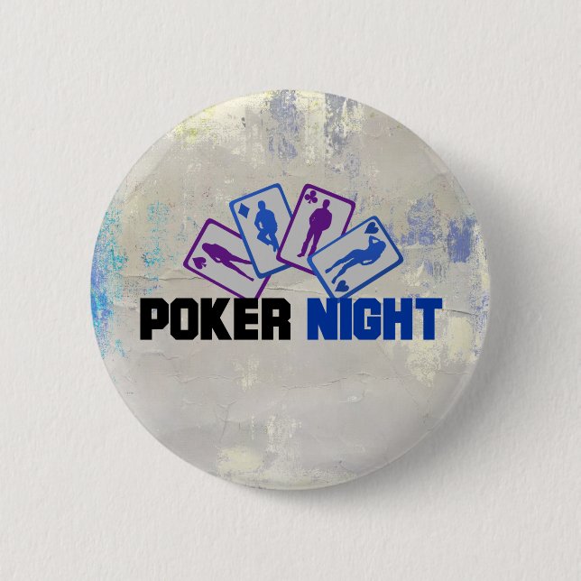 Bóton Redondo 5.08cm Noite de Poker com Cartões (Frente)