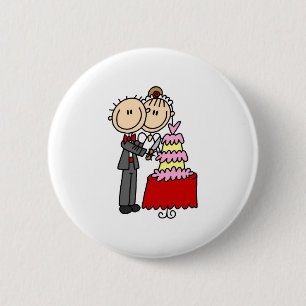 Bóton Redondo 5.08cm Noiva E Noiva Pelo Botão De Bolo De Casamento