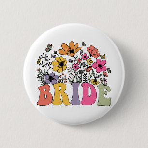 Bóton Redondo 5.08cm Noiva Floral Bridesmaid Flores Selvagens Groovy Ba
