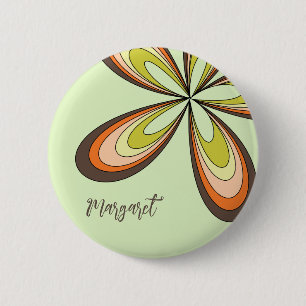 Bóton Redondo 5.08cm Nome da Daisy do Limão de Flor Hippie do Groovy 60