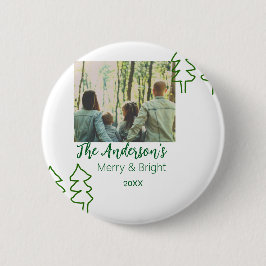 Bóton Redondo 5.08cm Nome da família árvore de Natal verde foto moderna