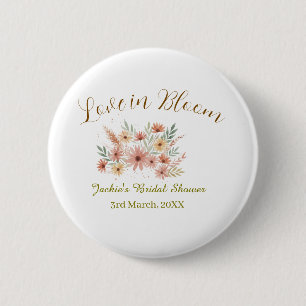 Bóton Redondo 5.08cm Nome de chá de noiva boho laranja amor em flor ret