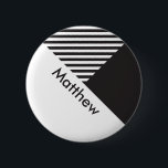 Bóton Redondo 5.08cm Nome de etiqueta do Funcionário com Listras Pretas<br><div class="desc">Botão de nome de etiqueta personalizável</div>