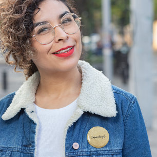 Bóton Redondo 5.08cm Nome do Monograma do Faux Glitter Dourado