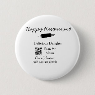 Bóton Redondo 5.08cm Nome do restaurante digitalizar menu QR adicionar