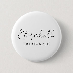 Bóton Redondo 5.08cm Nome do Script Bachelore Bridesmaid Womens Round