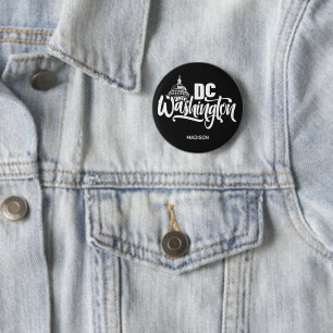 Bóton Redondo 5.08cm Nome e Cor Personalizados Washington DC