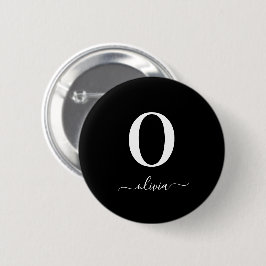 Bóton Redondo 5.08cm Nome em Letra Miúda Monograma Personalizado Preto
