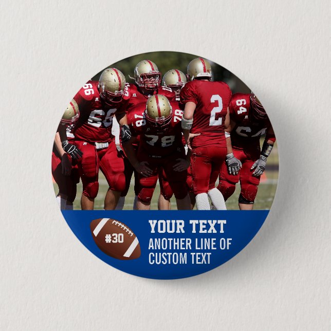 Bóton Redondo 5.08cm Nome personalizado da foto de futebol e Bumbum Pin (Frente)
