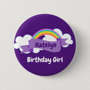 Bóton Redondo 5.08cm Nome Personalizado da Rapariga de Aniversário do 