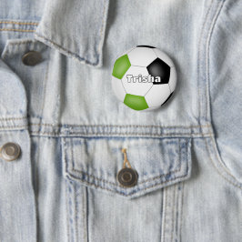 Bóton Redondo 5.08cm nome personalizado do futebol preto verde brilhant