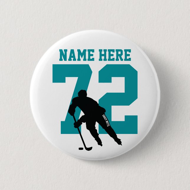 Bóton Redondo 5.08cm Nome Personalizado do Jogador de Hóquei Número Tub (Frente)