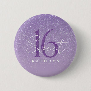Bóton Redondo 5.08cm Nome Personalizado do Purple Sweet 16