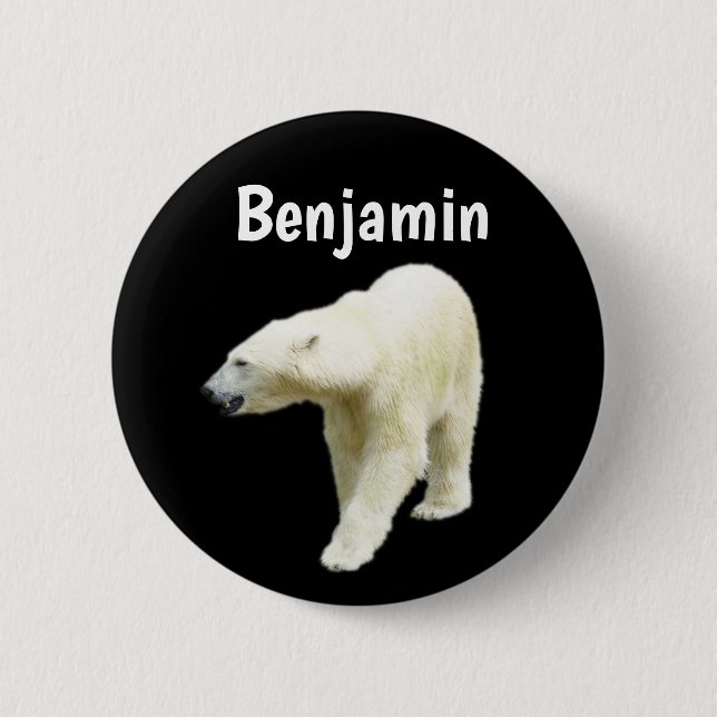 Bóton Redondo 5.08cm Nome Personalizado do Urso Polar (Frente)