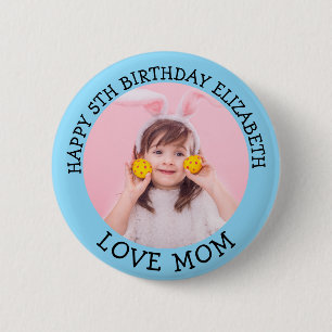 Bóton Redondo 5.08cm Nome Personalizado e Foto Aniversário