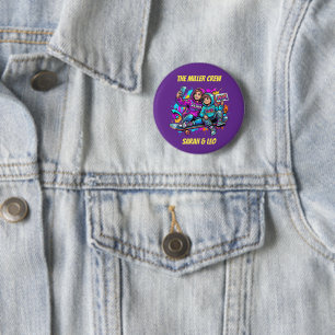 Bóton Redondo 5.08cm Nome Personalizado Mãe Filho Skater Grafite Roxo P