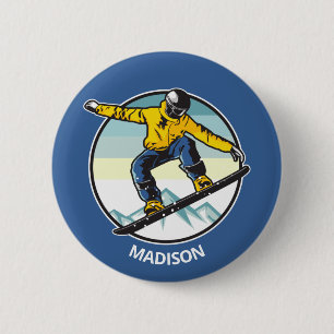 Bóton Redondo 5.08cm Nome personalizado SNOWBOARDER