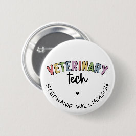 Bóton Redondo 5.08cm Nome Personalizado técnico veterinário | Vet Techn
