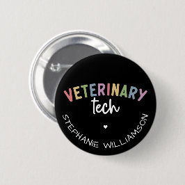 Bóton Redondo 5.08cm Nome Personalizado técnico veterinário | Vet Techn
