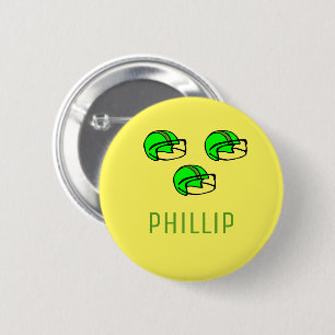 Bóton Redondo 5.08cm Nome personalizado verde capacete amarelo