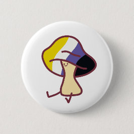 Bóton Redondo 5.08cm Non-Binary Pride Mushroom Pin 
