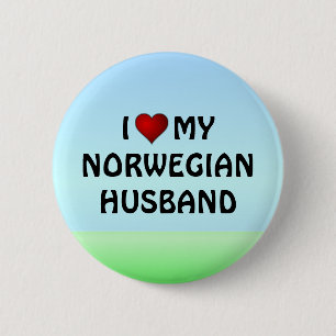 Bóton Redondo 5.08cm Noruega: EU AMO MEU MARIDO NORUEGUÊS