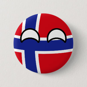 Bóton Redondo 5.08cm Noruega Geeky de tensão engraçada Countryball