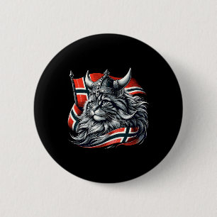 Bóton Redondo 5.08cm Norueguês de Cat Viking Norway Flag