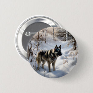Bóton Redondo 5.08cm Norueguês Elkhound Deixe Neve Natal