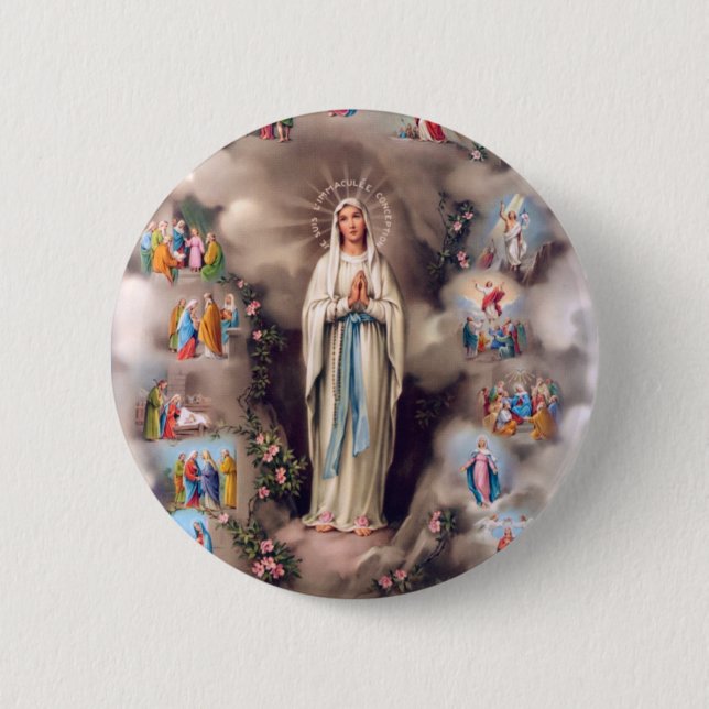 Bóton Redondo 5.08cm Nossa senhora de Lourdes (Frente)
