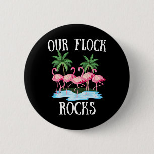 Bóton Redondo 5.08cm Nossas Foguetes Flamingos Férias Familiares De Fog
