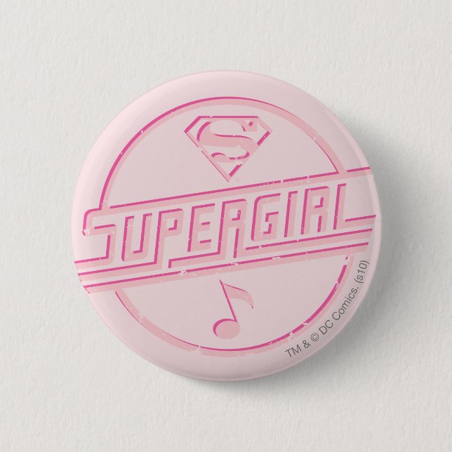 Bóton Redondo 5.08cm Nota sobre Música Rosa Supergirl (Frente)