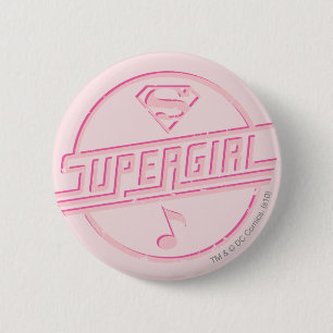 Bóton Redondo 5.08cm Nota sobre Música Rosa Supergirl