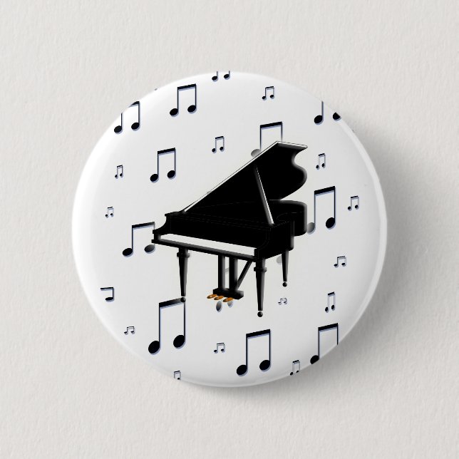 Bóton Redondo 5.08cm Notas do piano de cauda e da música (Frente)