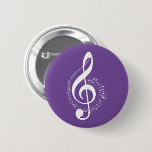Bóton Redondo 5.08cm Notenschlüssel weiß violett