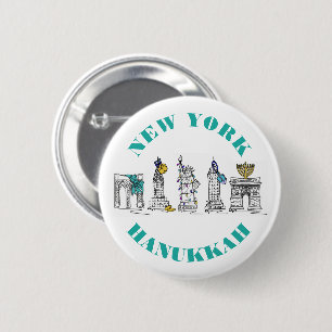 Bóton Redondo 5.08cm Nova Iorque NYC - Pontos de referência Hanukkah Ho