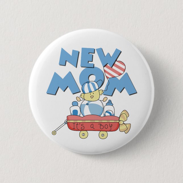 Bóton Redondo 5.08cm Nova mãe é um Camiseta e presentes (Frente)