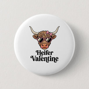Bóton Redondo 5.08cm Novilha Valentine Highland Cow Design Vintage_1