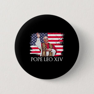 Bóton Redondo 5.08cm Novo Papa Leo Xiv Robert American Flag