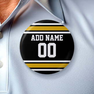 Bóton Redondo 5.08cm Número de Nome Personalizado de Futebol Dourado Ne