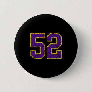 Bóton Redondo 5.08cm Número Dourado Roxo 52 Jersey Player Uniform #52 N