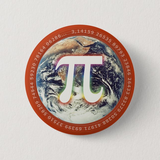 Bóton Redondo 5.08cm Número Pi na Terra | Matemática (Frente)