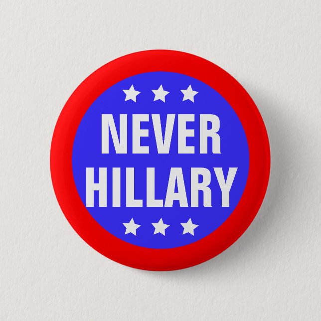 Bóton Redondo 5.08cm NUNCA HILLARY para o presidente 2016 (Frente)